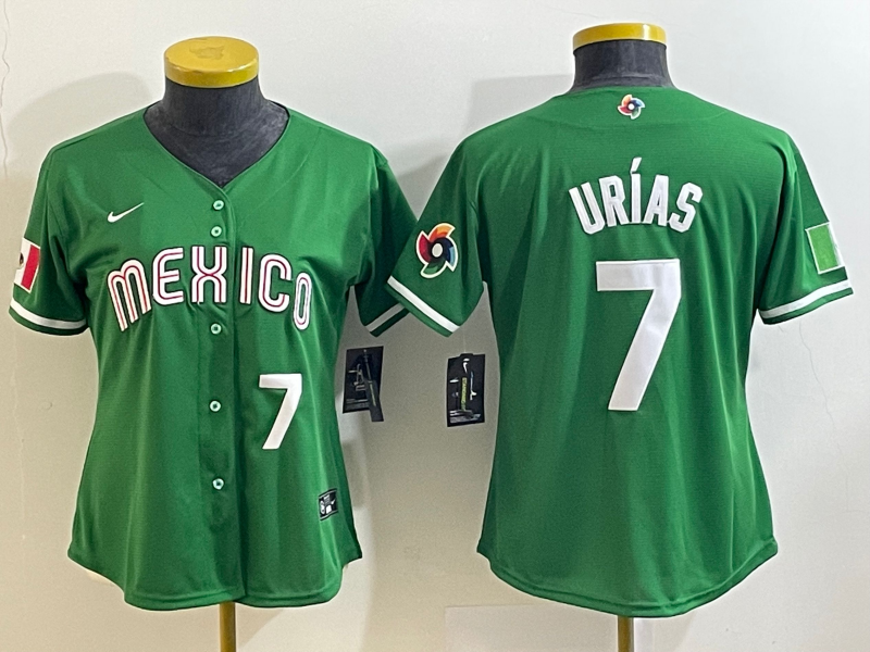 Youth Mexico Baseball #7 Julio Urías 2023 Green World Baseball Classic With Patch Stitched Jersey